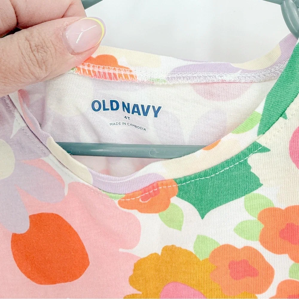 Old Navy Orange Pink Sundress Flutter Sleeve Casual